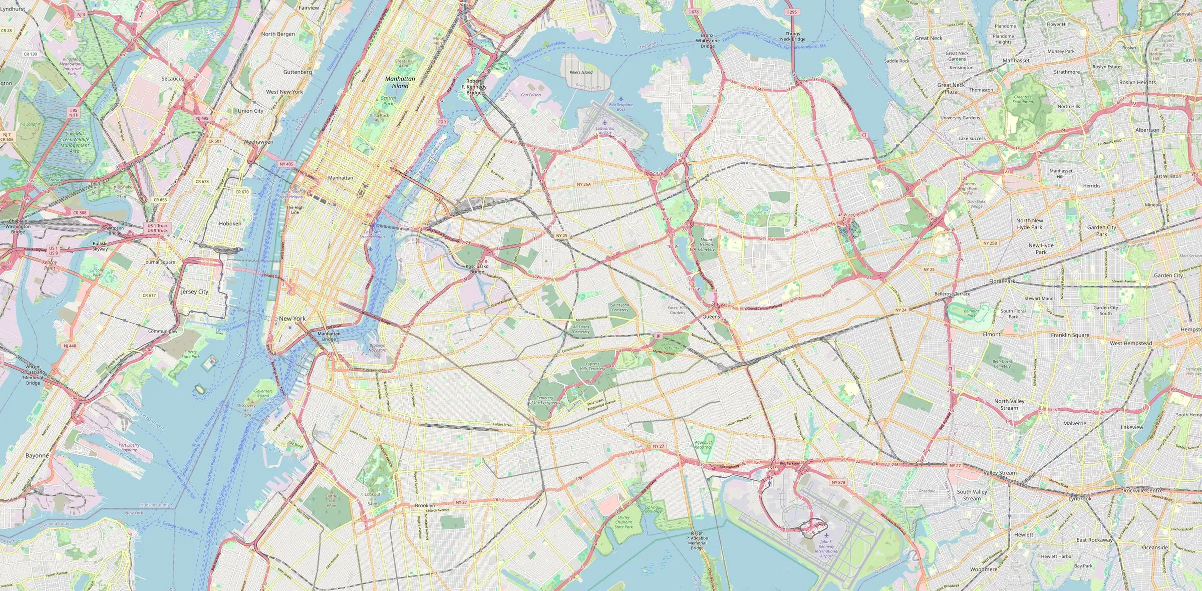 Map of New York City showing the Stravant Remodeling service area, with the Rego Park base and neighborhood pins
