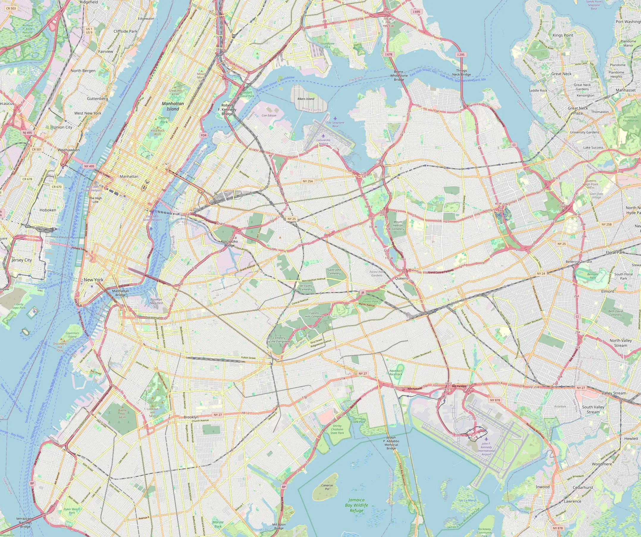 Map of New York City showing the Stravant Remodeling service area, with the Rego Park base and neighborhood pins